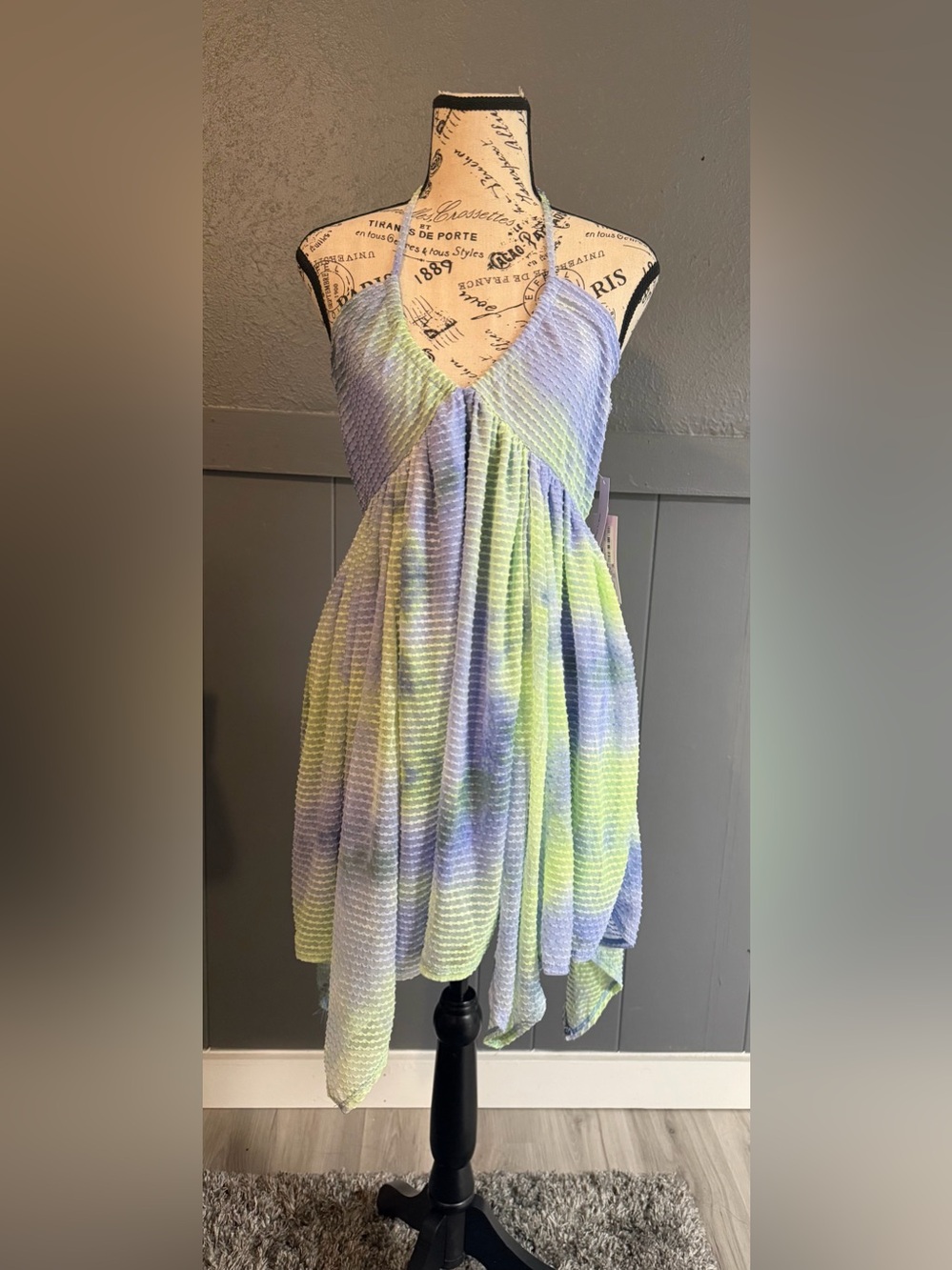 wild fable Pastel Lavender and Lime Textured Sundress